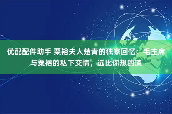 优配配件助手 粟裕夫人楚青的独家回忆：毛主席与粟裕的私下交情，远比你想的深